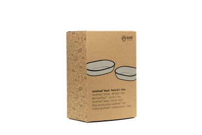 Front View of Surefeed Pet Feeder Bowl - Grey