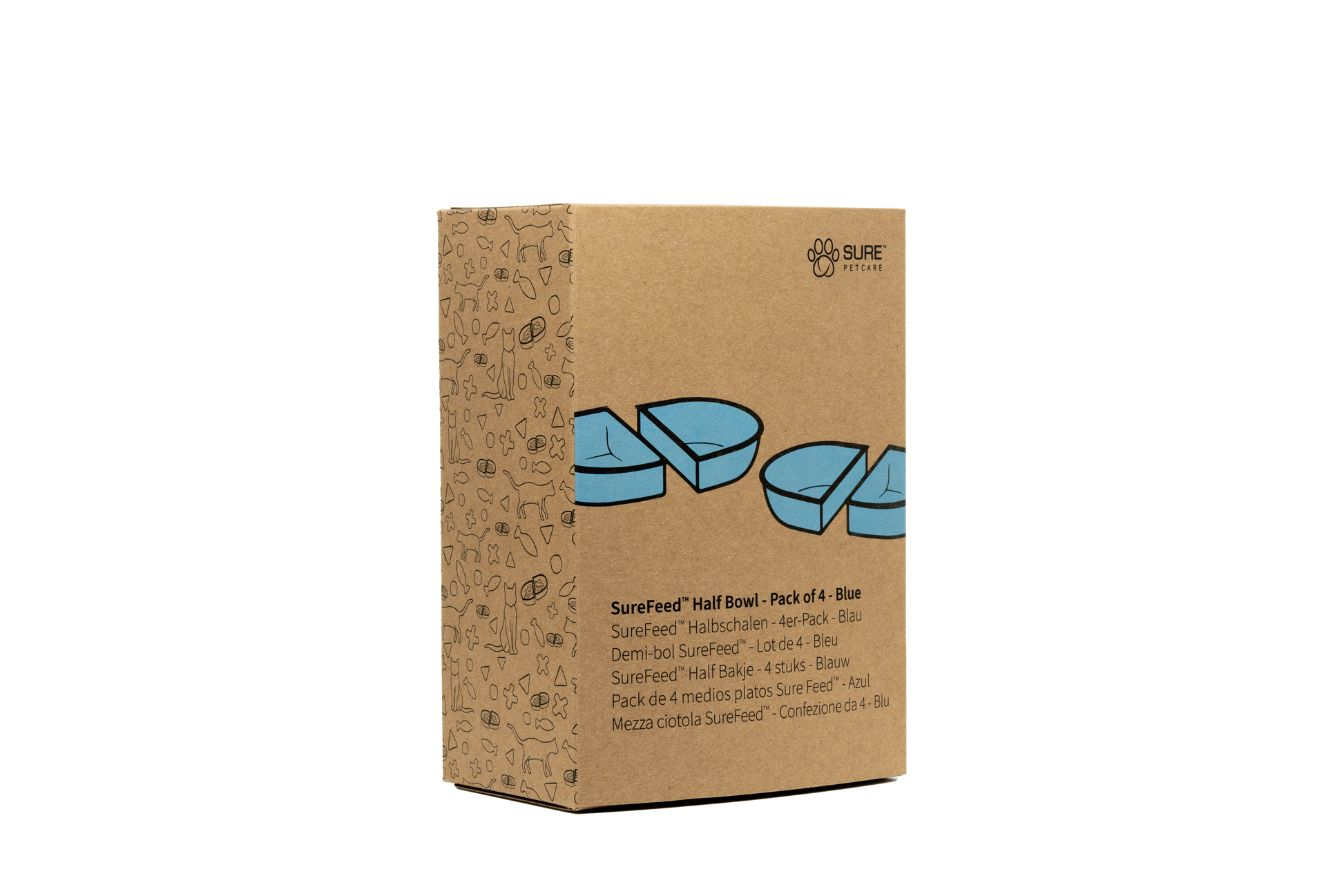 Front View of Surefeed Pet Feeder Half Bowl - Blue