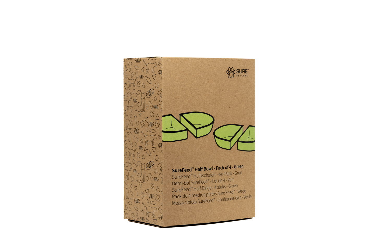 Front View of Surefeed Pet Feeder Half Bowl - Green