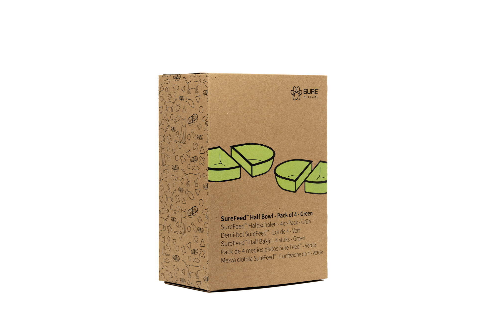 Front View of Surefeed Pet Feeder Half Bowl - Green