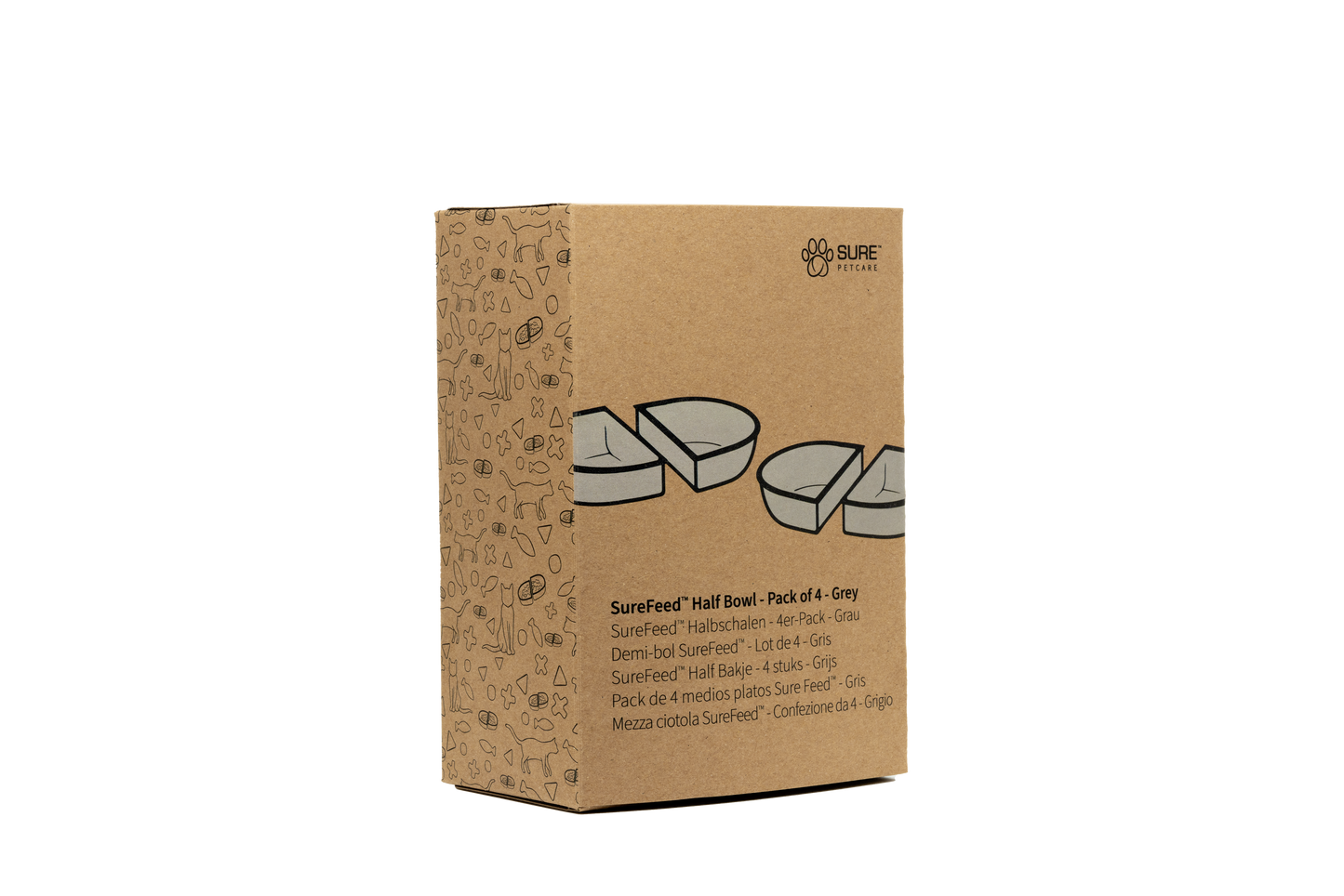 Front View of Surefeed Pet Feeder Half Bowl - Grey