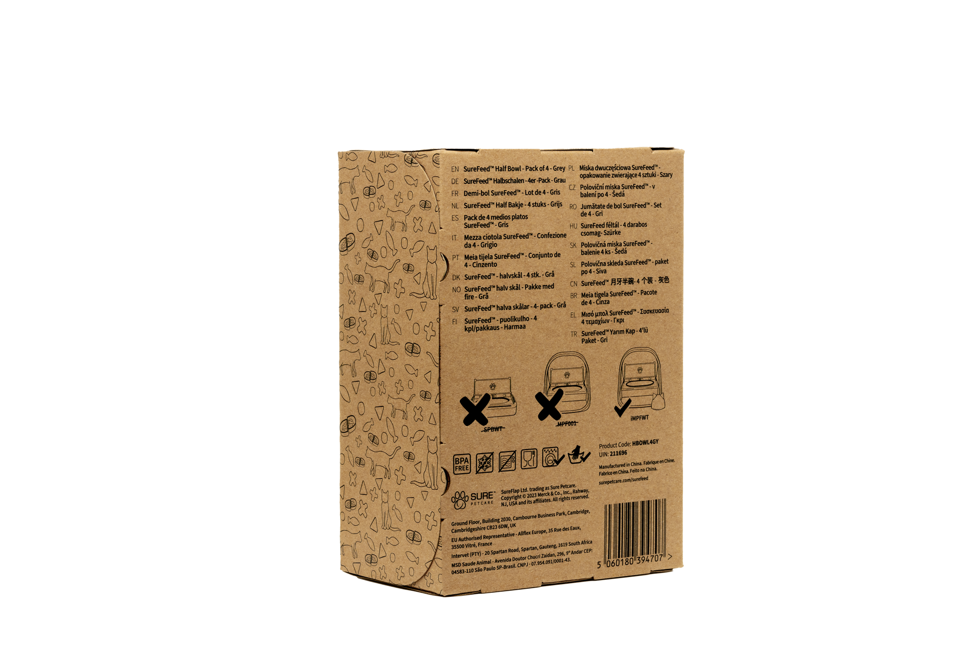 Surefeed Pet Feeder Half Bowl - Grey