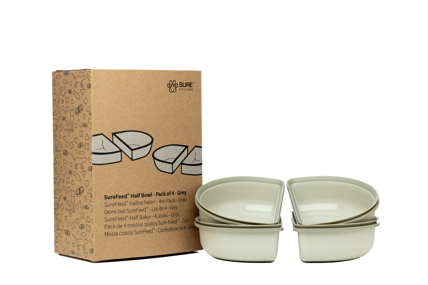 Surefeed Pet Feeder Half Bowl - Grey