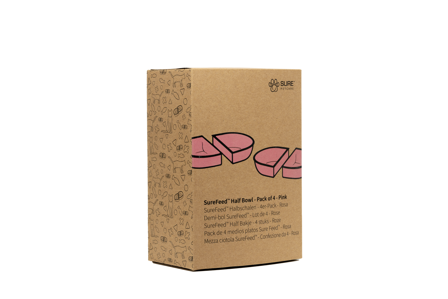 Front View of Surefeed Pet Feeder Half Bowl - Pink