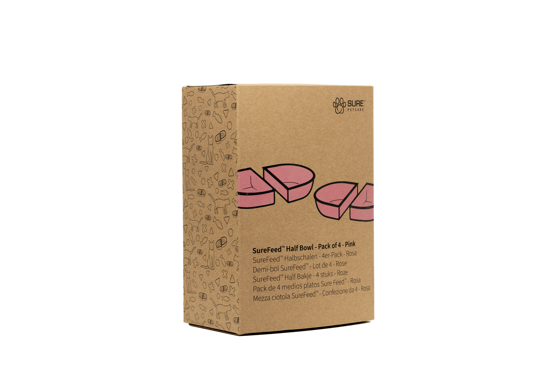 Front View of Surefeed Pet Feeder Half Bowl - Pink