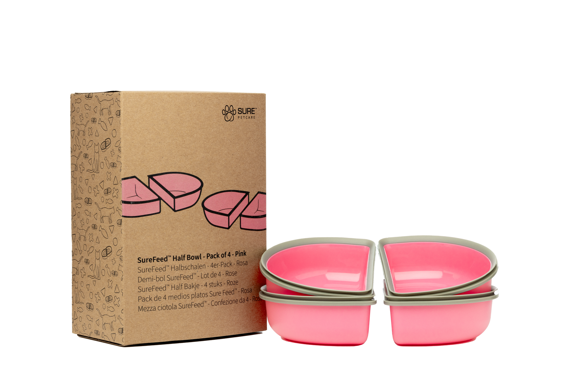 Surefeed Pet Feeder Half Bowl - Pink