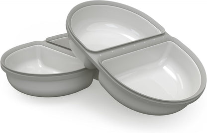 Front View of Surefeed Pet Feeder Split Bowl - Grey