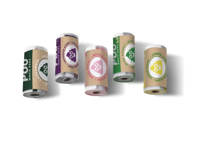 Front View of M-Pets Vegetable Based Lavander Scented Dog Poo Waste Bags