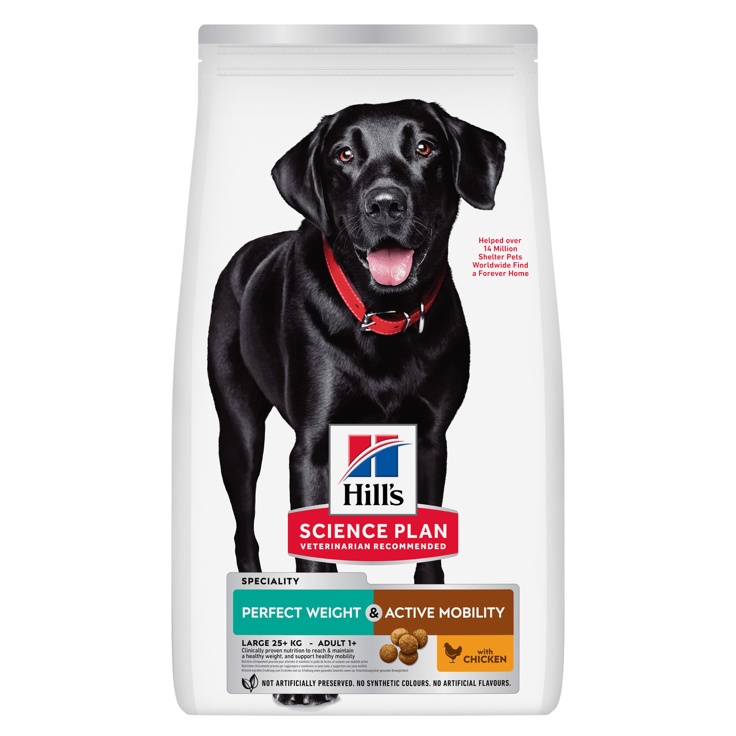 Front View of Hill's Science Plan Perfect Weight & Active Mobility Adult Large Dry Dog Food with Chicken - 12kg Bag