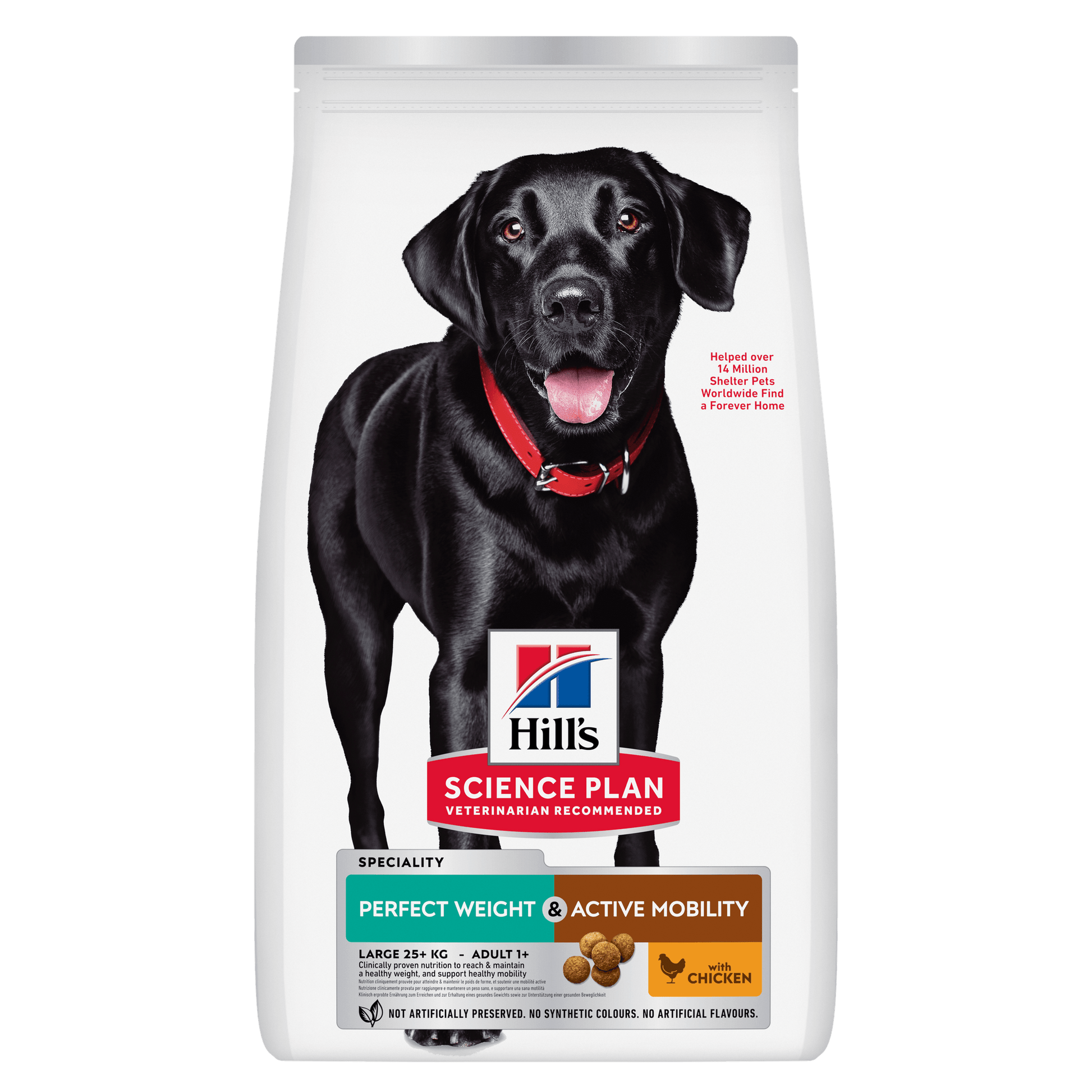 Front View of Hill's Science Plan Perfect Weight & Active Mobility Adult Large Dry Dog Food with Chicken - 12kg Bag