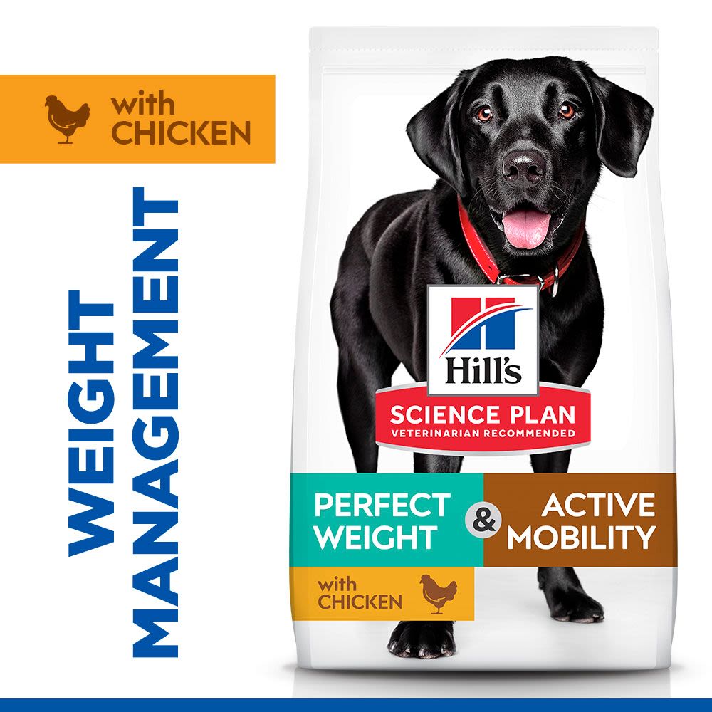 Hill's Science Plan Perfect Weight & Active Mobility Adult Large Dry Dog Food with Chicken - 12kg Bag