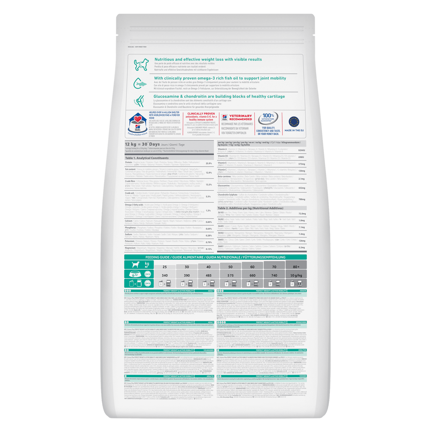 Hill's Science Plan Perfect Weight & Active Mobility Adult Large Dry Dog Food with Chicken - 12kg Bag