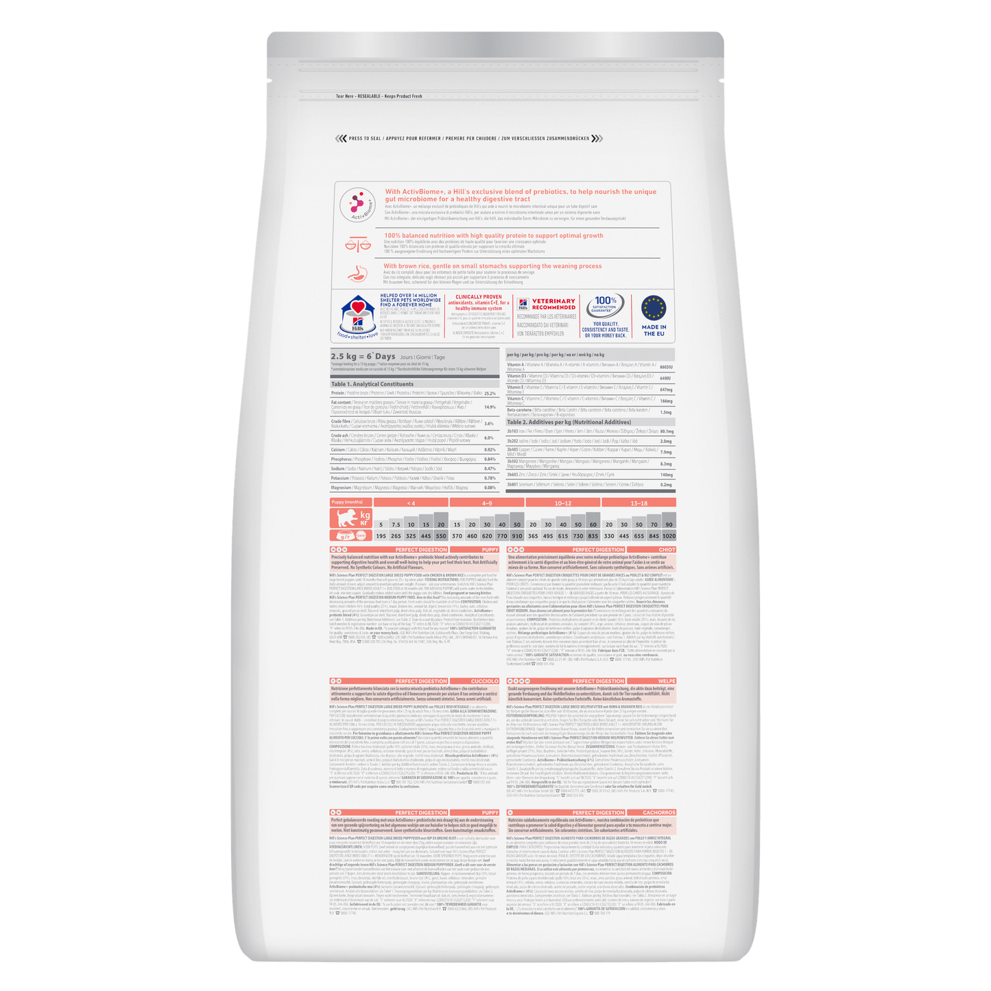 Hill's Science Plan Perfect Digestion Large Breed Puppy Dry Food with Chicken and Brown Rice - 12kg Bag