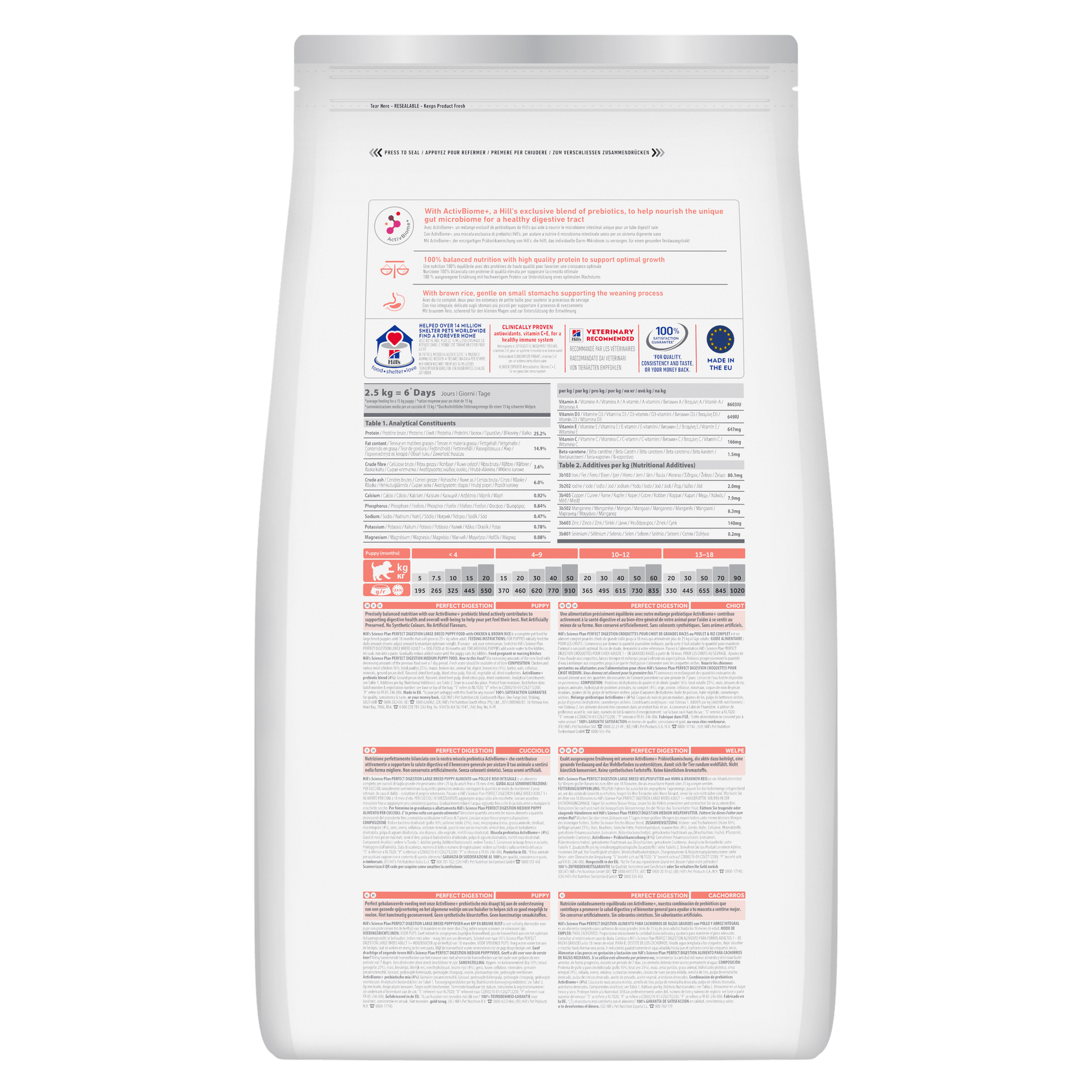 Hill's Science Plan Perfect Digestion Large Breed Puppy Dry Food with Chicken and Brown Rice - 12kg Bag