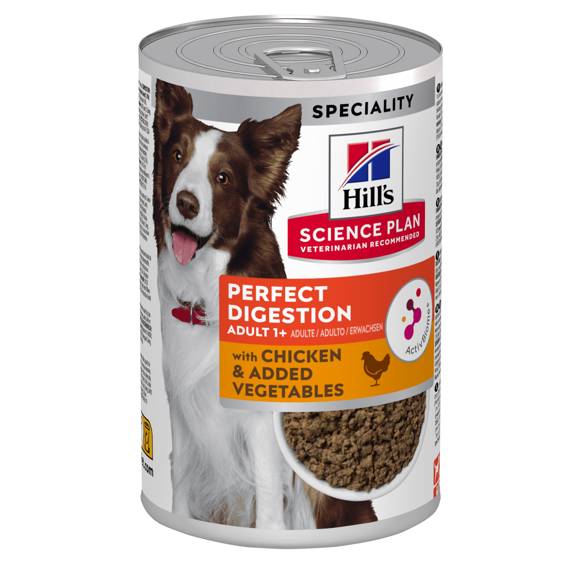 Front View of Hill's Science Plan Perfect Digestion Medium Adult 1+ Wet Dog Food with Chicken & Vegetables - 12 x 363g Can