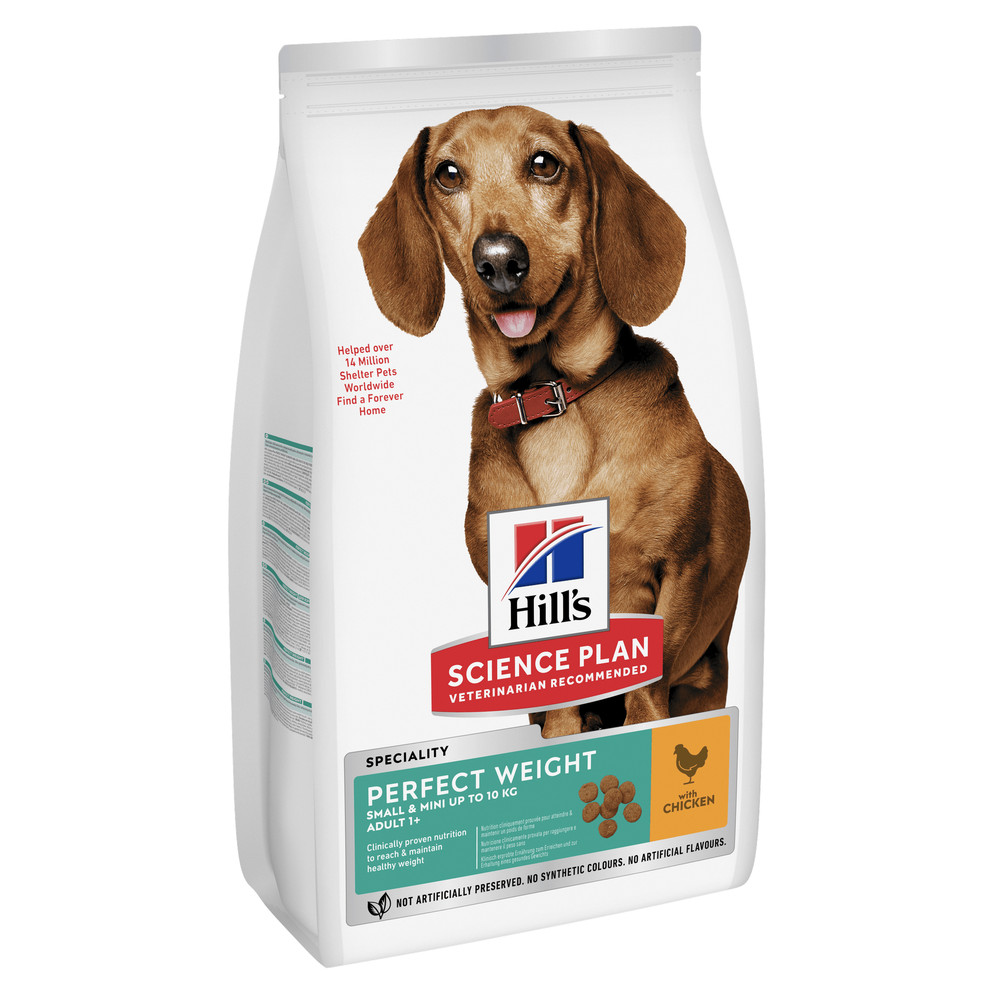 Front View of Hill's Science Plan Perfect Weight Adult Small & Mini Dry Dog Food with Chicken - 6kg