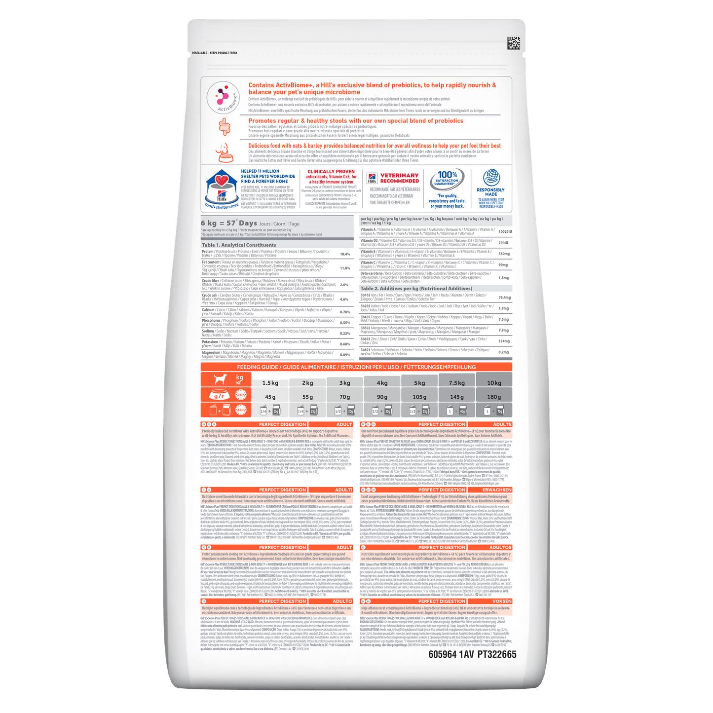 Hill's Science Plan Perfect Digestion Small & Mini Adult 1+ Dry Dog Food with Chicken & Brown Rice - 6kg Bag