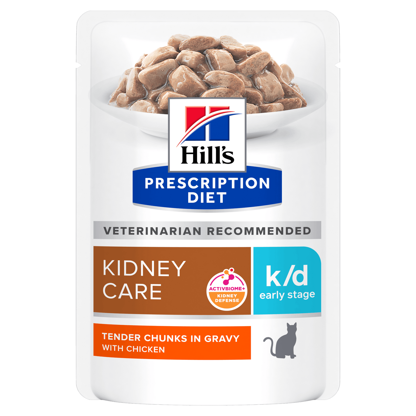 Front View of Hill's Prescription Diet k/d Early Stage Kidney Care Wet Cat Food - 12 x 85g Pouch