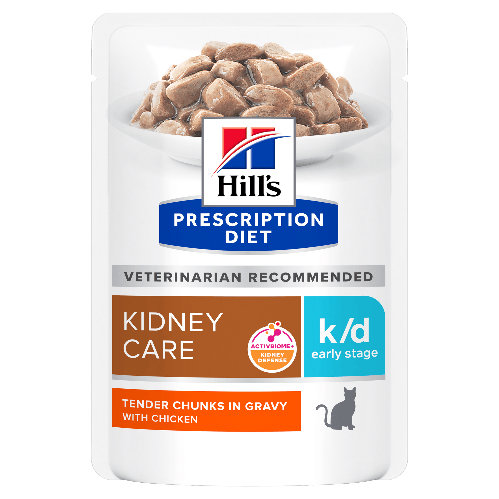 Front View of Hill's Prescription Diet k/d Early Stage Kidney Care Wet Cat Food - 12 x 85g Pouch