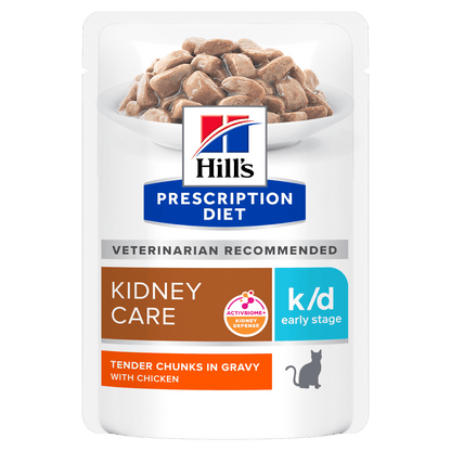 Front View of Hill's Prescription Diet k/d Early Stage Kidney Care Wet Cat Food - 12 x 85g Pouch