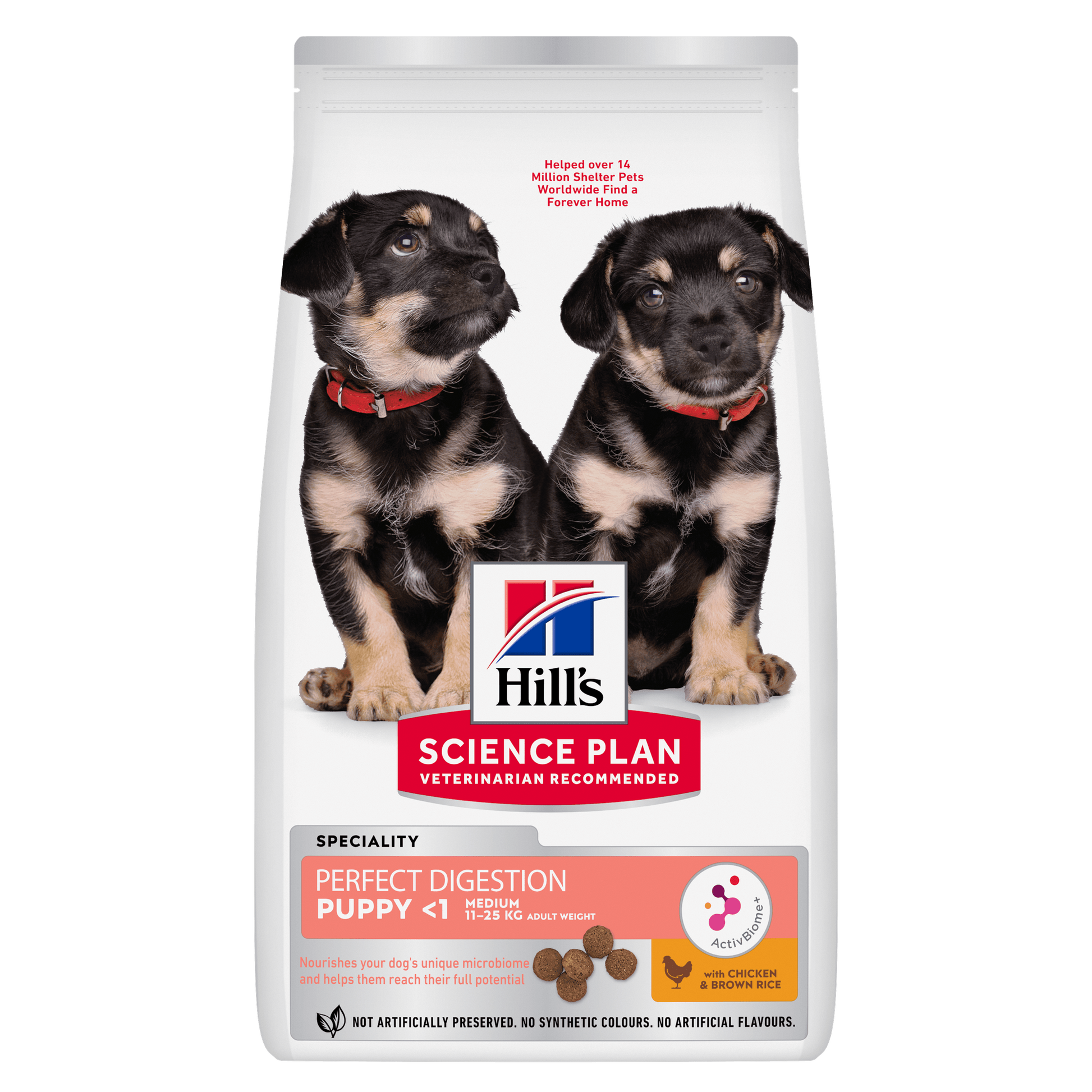 Hill's Science Plan Perfect Digestion Medium Puppy Dry Food with Chicken and Brown Rice - 14kg Bag