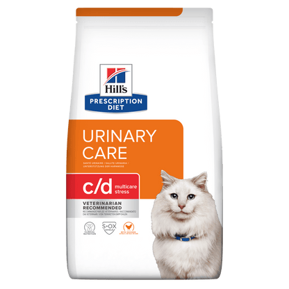 Front View of Hill's Prescription Diet c/d Multicare Stress Urinary Care Dry Cat Food with Chicken - 400g Bag