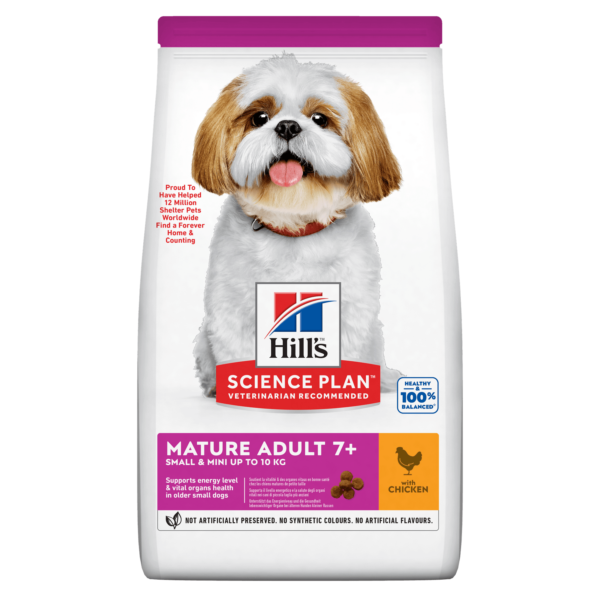 Front View of Hill's Science Plan Mature Adult Small & Mini Dry Dog Food with Chicken - 3kg