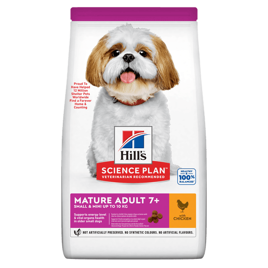 Front View of Hill's Science Plan Mature Adult Small & Mini Dry Dog Food with Chicken - 3kg