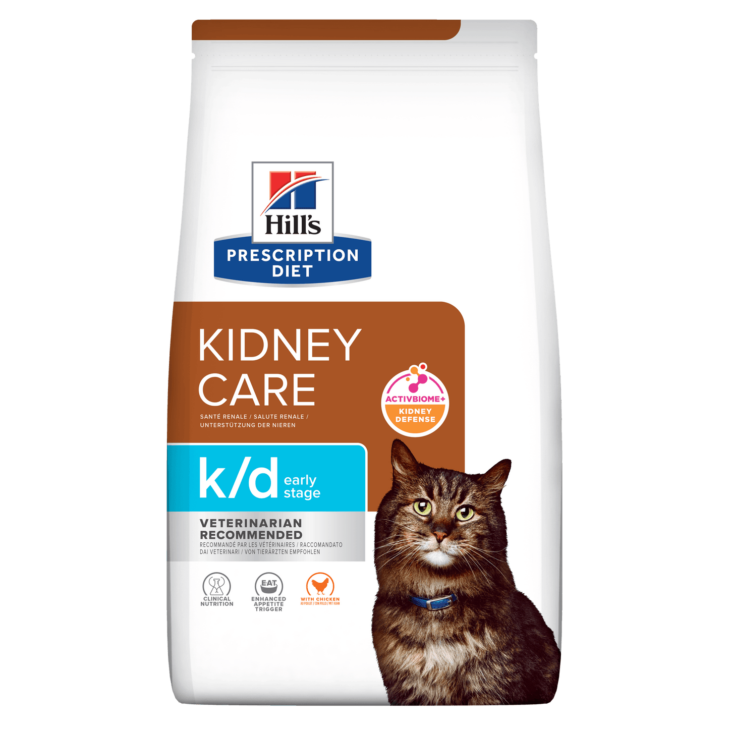Front View of Hill's Prescription Diet k/d Early Stage Kidney Care Dry Cat Food - 3kg Bag