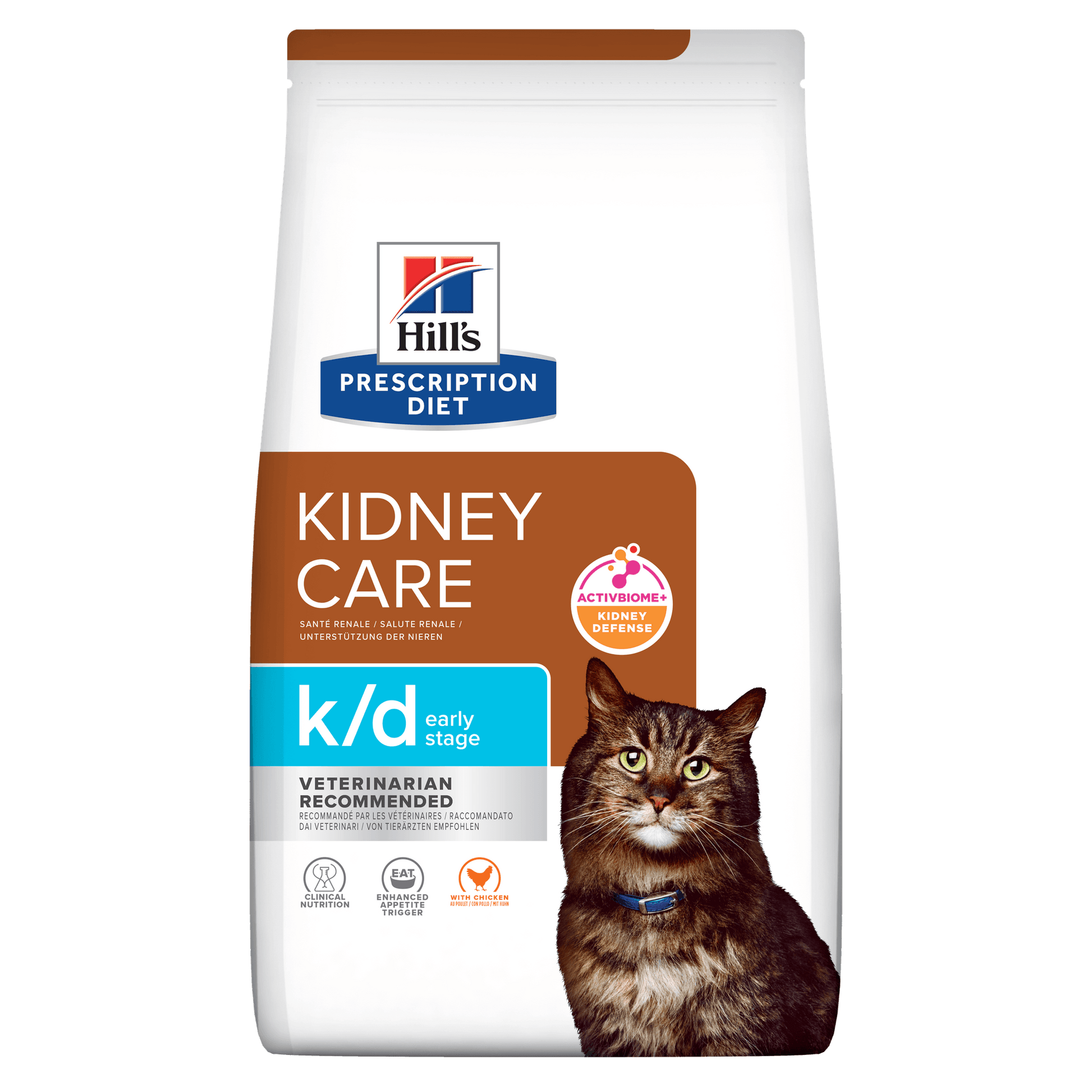 Front View of Hill's Prescription Diet k/d Early Stage Kidney Care Dry Cat Food - 3kg Bag
