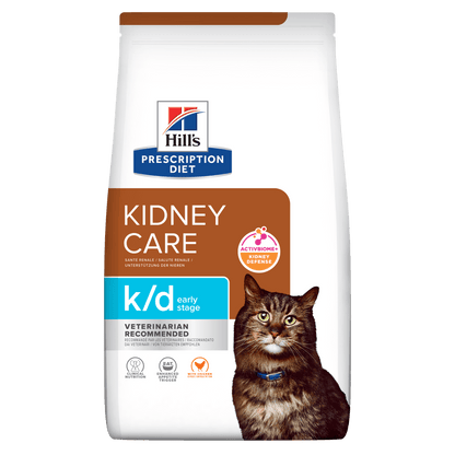 Front View of Hill's Prescription Diet k/d Early Stage Kidney Care Dry Cat Food - 3kg Bag