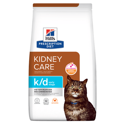 Front View of Hill's Prescription Diet k/d Early Stage Kidney Care Dry Cat Food - 3kg Bag