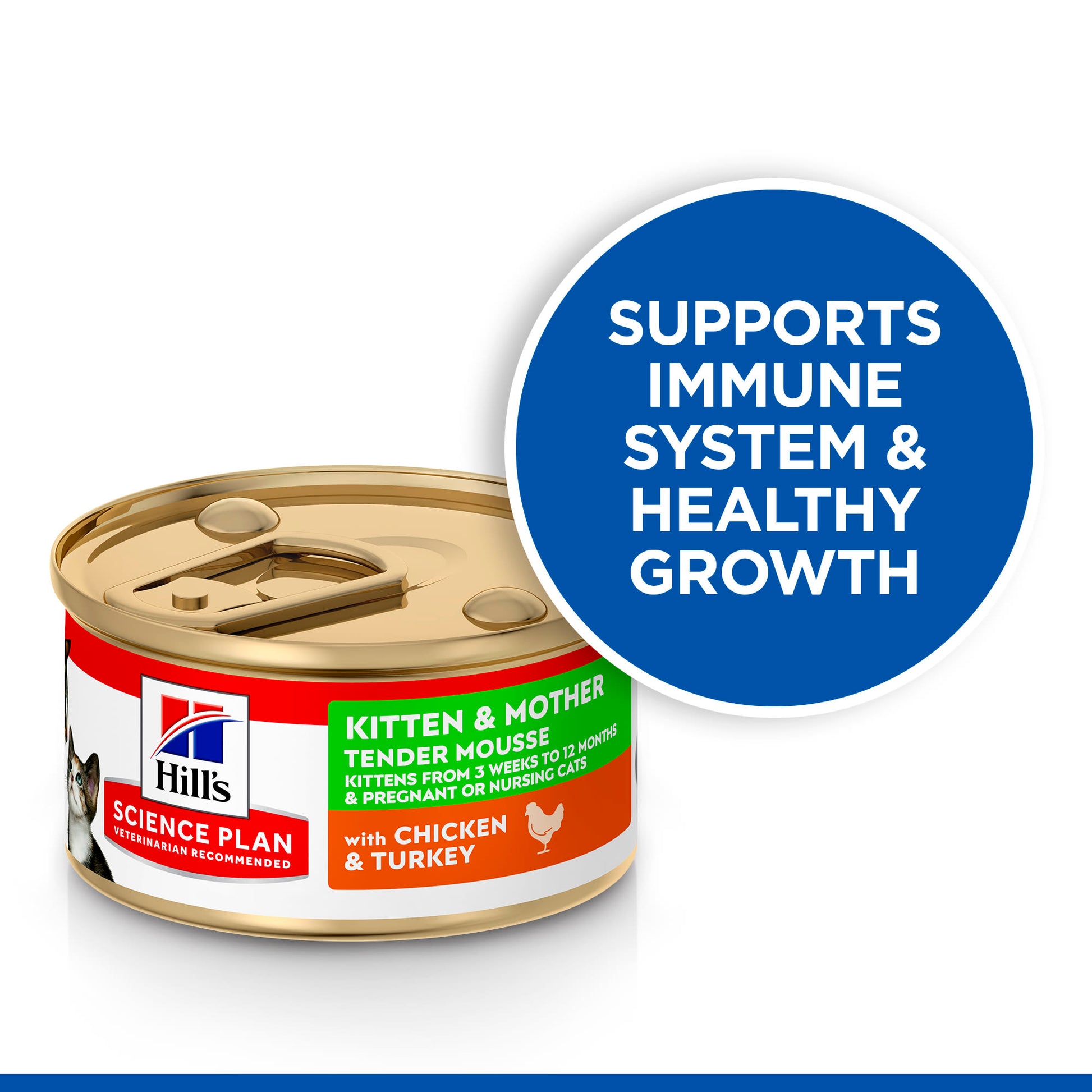 Hill's Science Plan Kitten & Mother Tender Mousse Wet Food with Chicken & Turkey - 24 x 85g Can