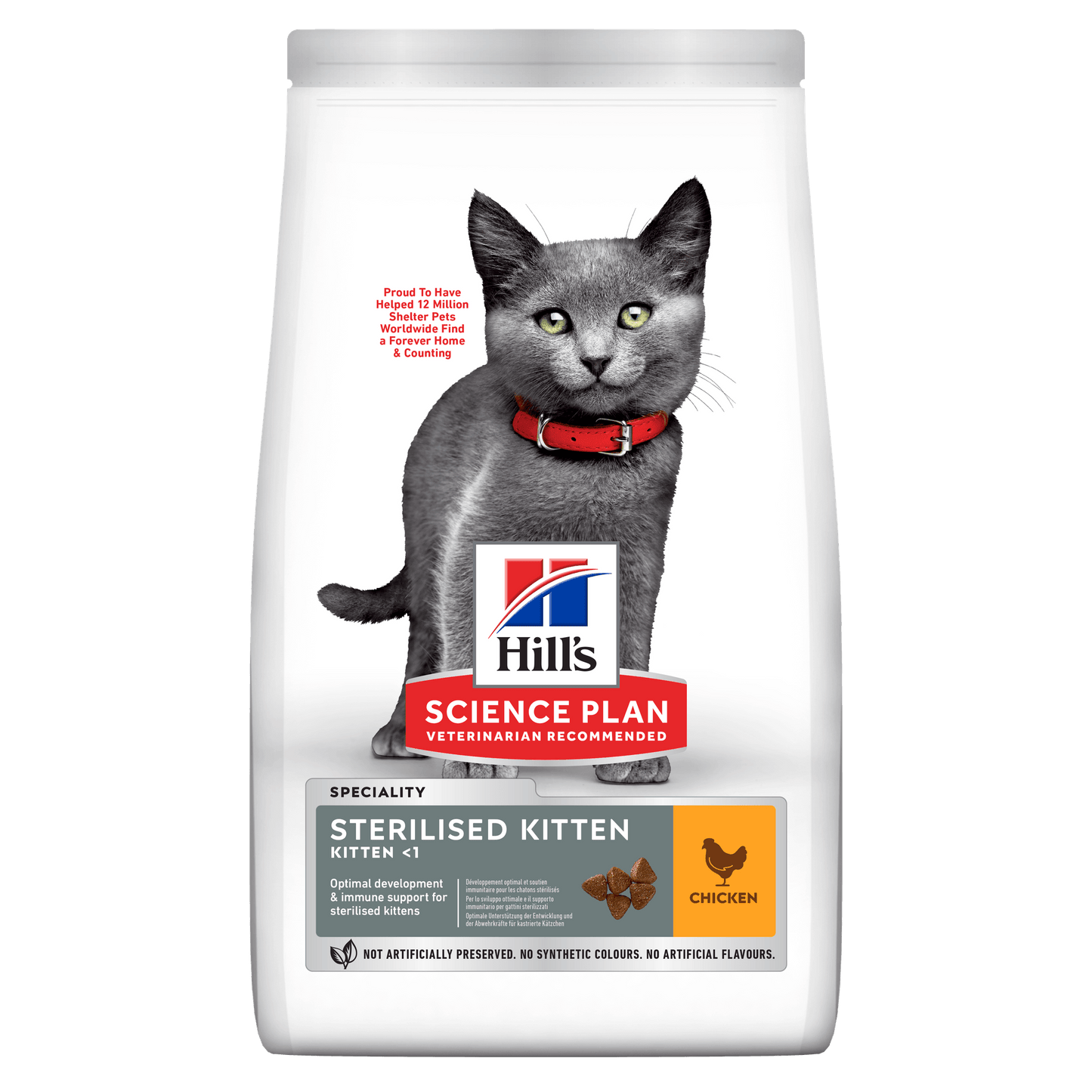 Front View of Hill's Science Plan Sterilised Kitten Dry Food with Chicken - 7kg Bag