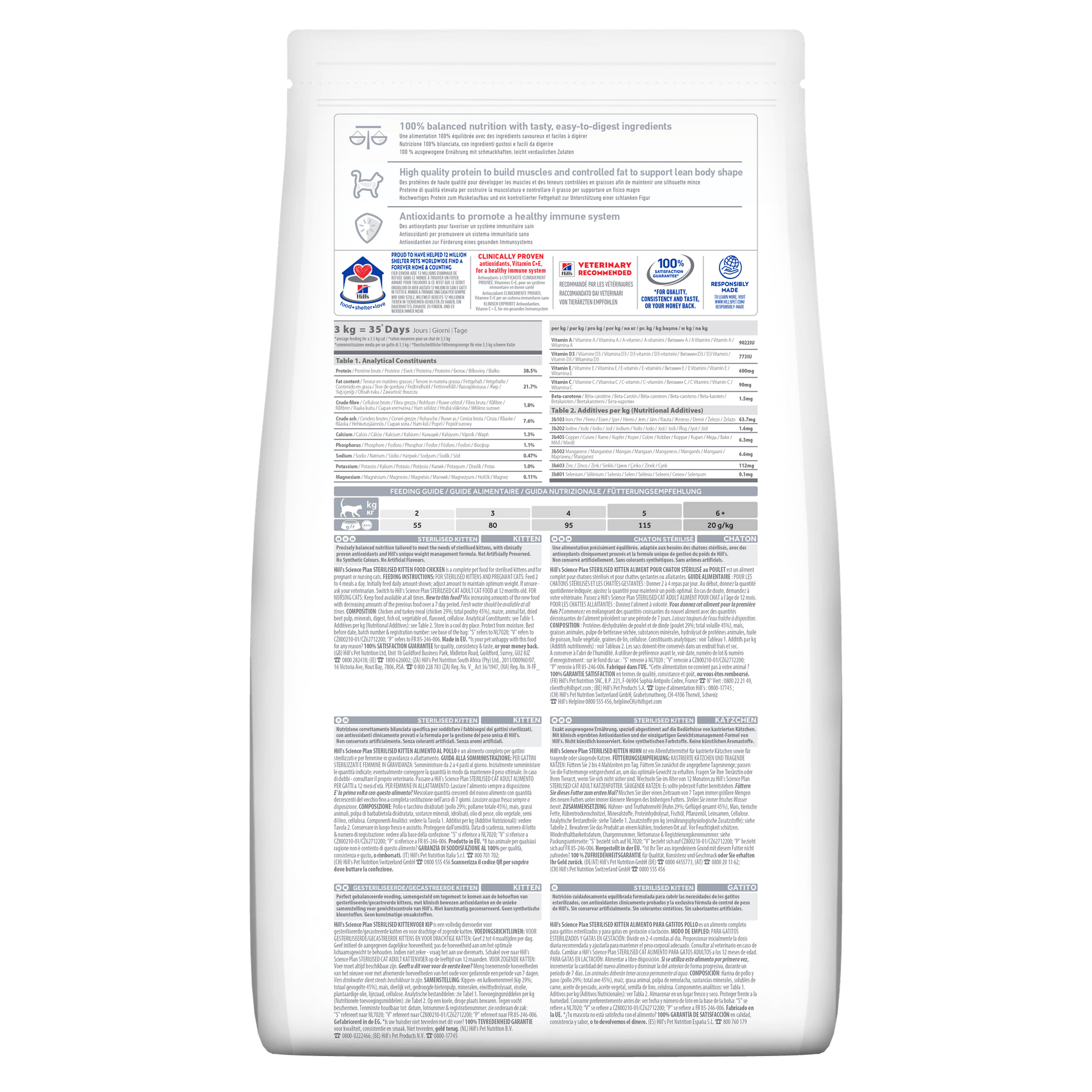 Hill's Science Plan Sterilised Kitten Dry Food with Chicken - 7kg Bag