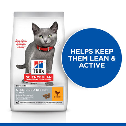 Hill's Science Plan Sterilised Kitten Dry Food with Chicken - 7kg Bag
