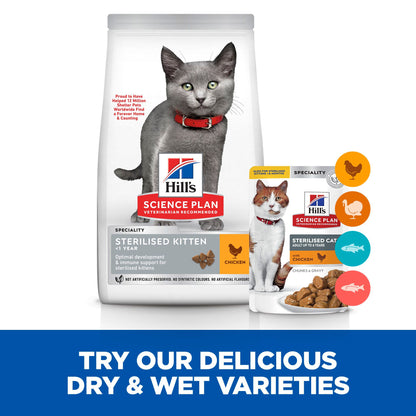 Hill's Science Plan Sterilised Kitten Dry Food with Chicken - 7kg Bag