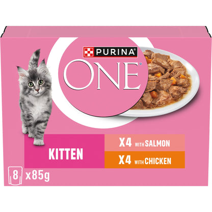 Purina One Kitten Mini Fillets Salmon and Chicken Wet Cat Food - 8 x 85g