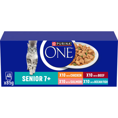 Purina One Senior 7+ Mini Fillets Wet Cat Food - 40 x 85g
