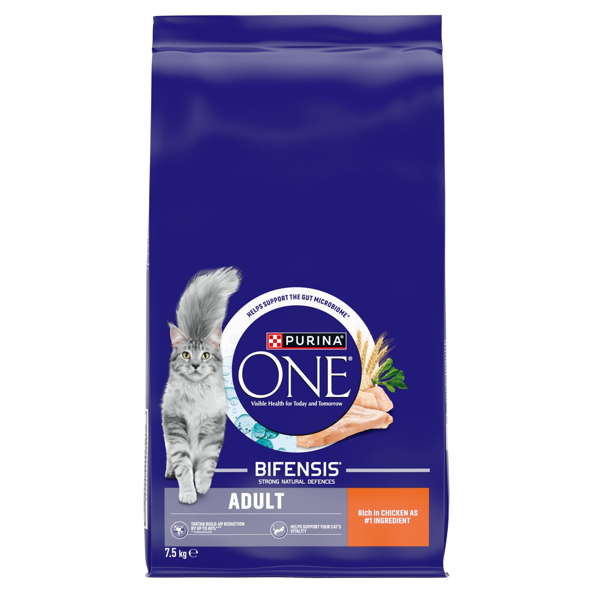 Front View of Purina One Bifensis Chicken Dry Cat Food - 7.5kg