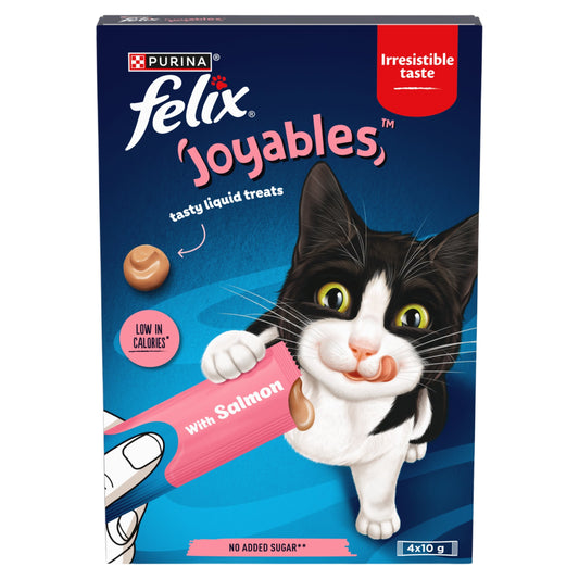 Front View of Felix Joyables Liquid with Salmon Cat Treat - 4 x 10g