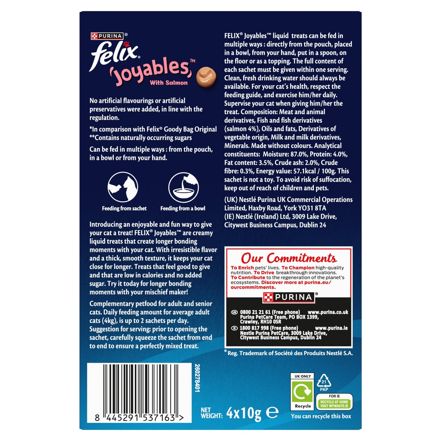 Felix Joyables Liquid with Salmon Cat Treat - 4 x 10g