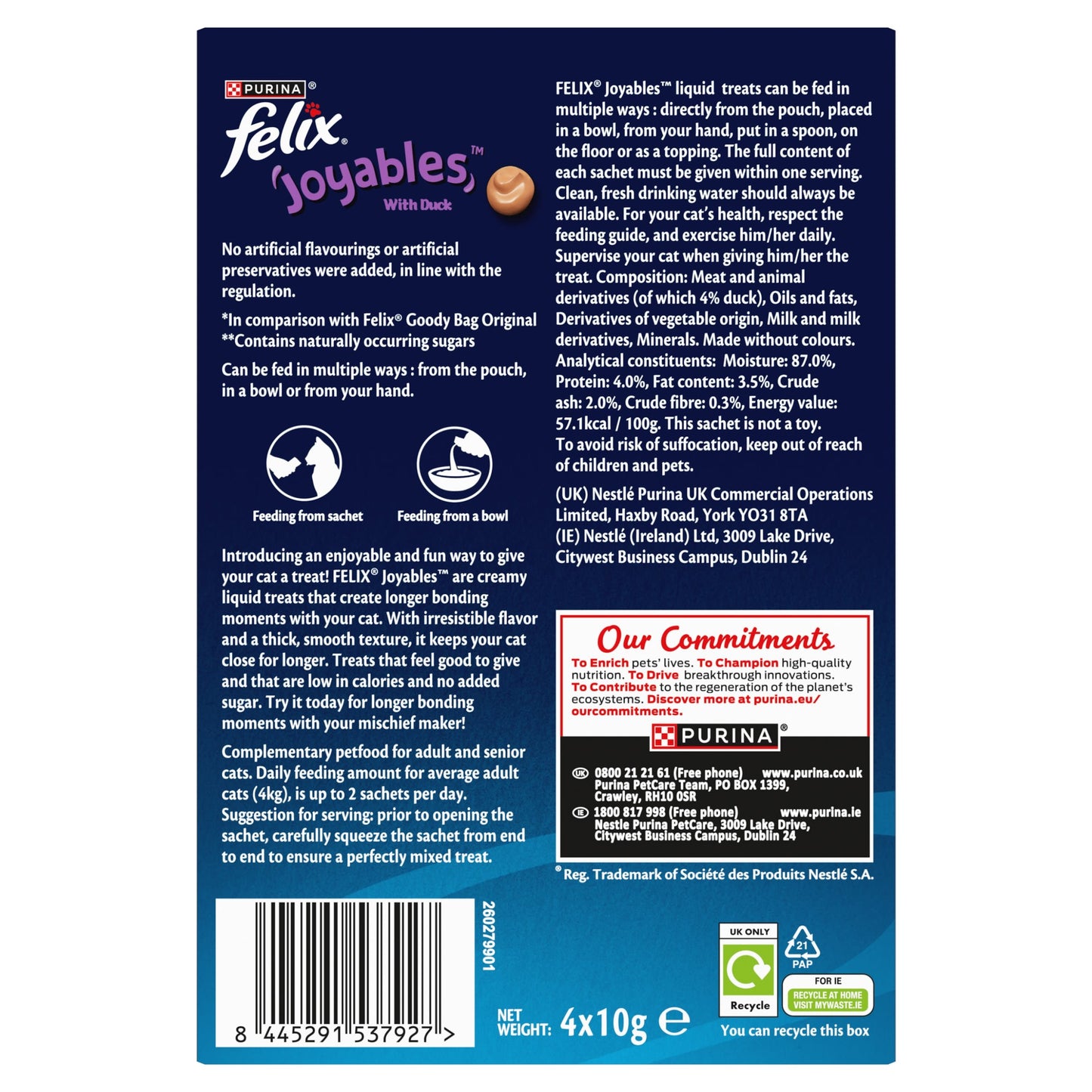 Felix Joyables Liquid with Duck Cat Treat - 4 x 10g