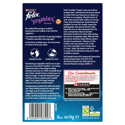 Felix Joyables Liquid with Duck Cat Treat - 4 x 10g