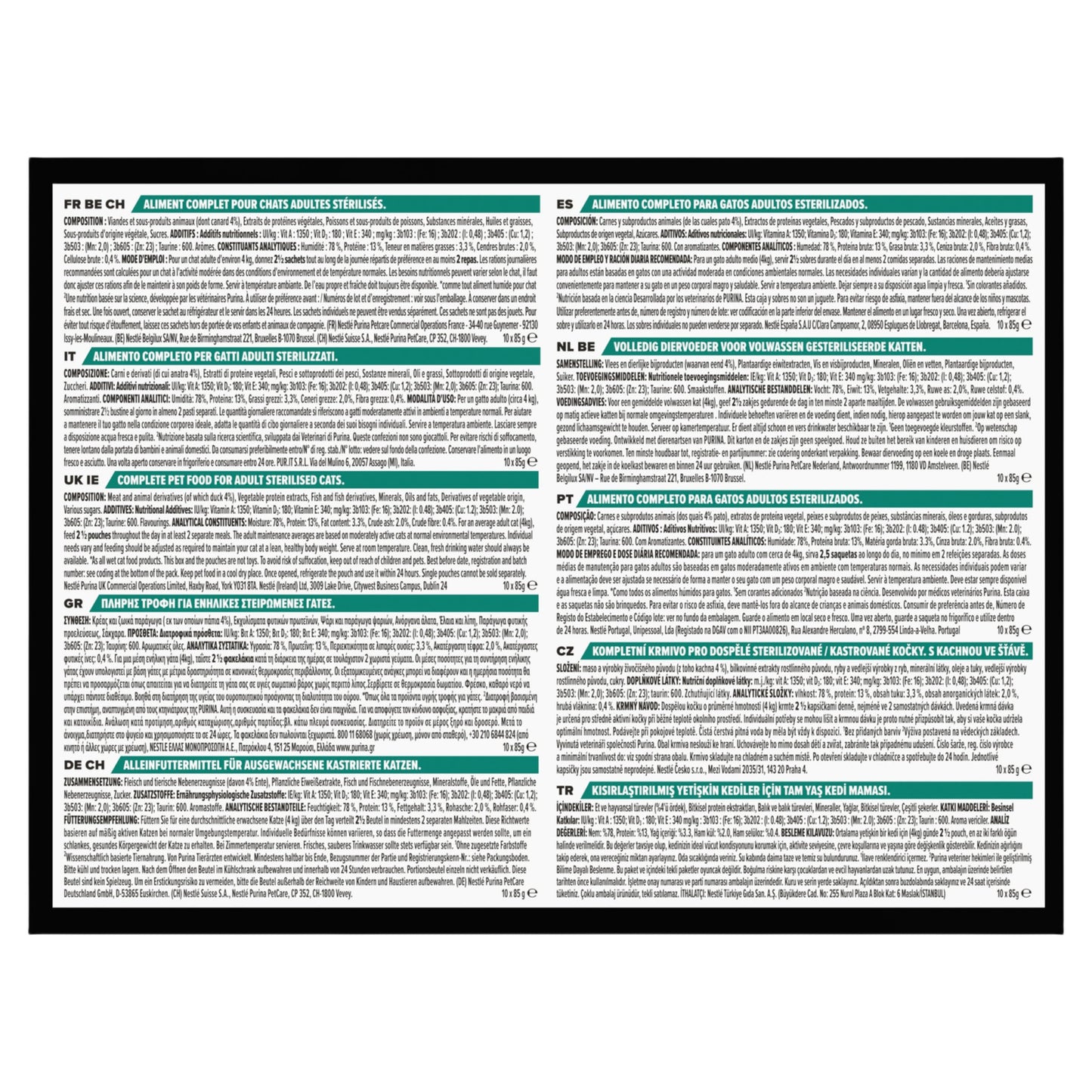 Pro Plan Sterilised Maintenance Duck in Gravy Wet Cat Food - 10 x 85g