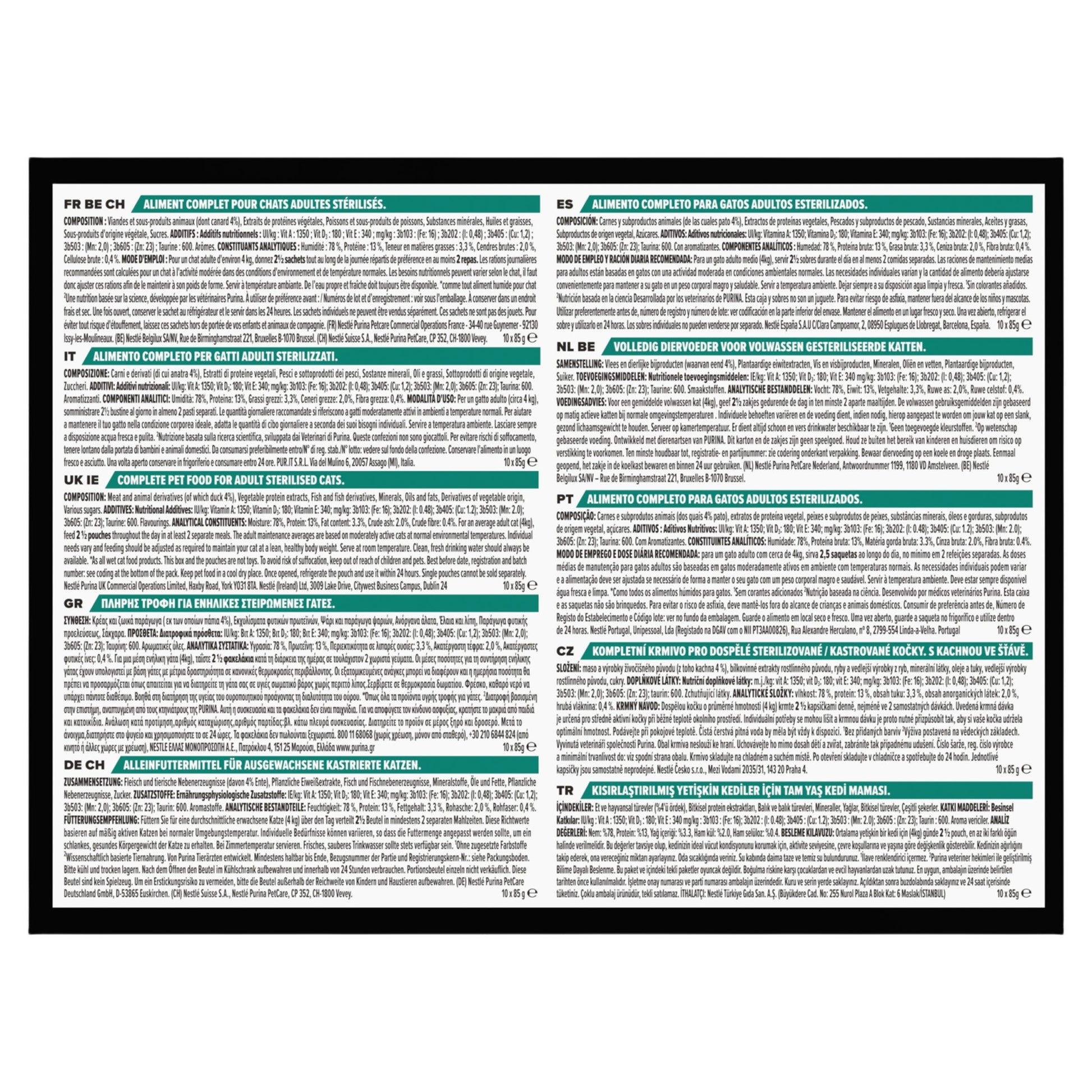 Pro Plan Sterilised Maintenance Duck in Gravy Wet Cat Food - 10 x 85g