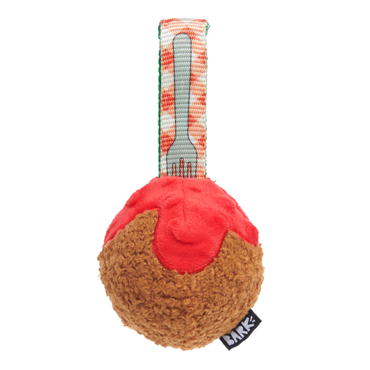 Front View of BARK A Squeaky Meat-A-Ball Dog Toy