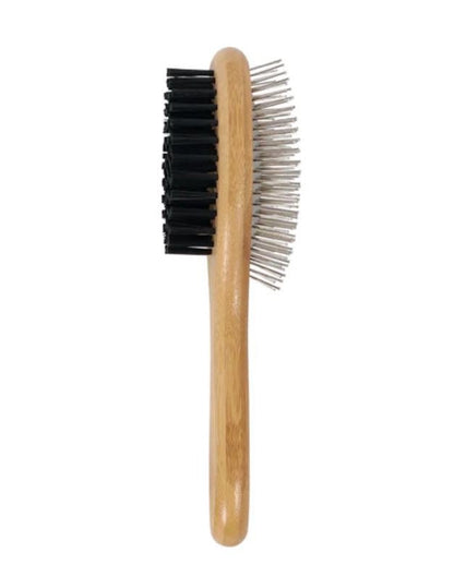 M-Pets Bamboo Double-Sided Pin Pet Brush