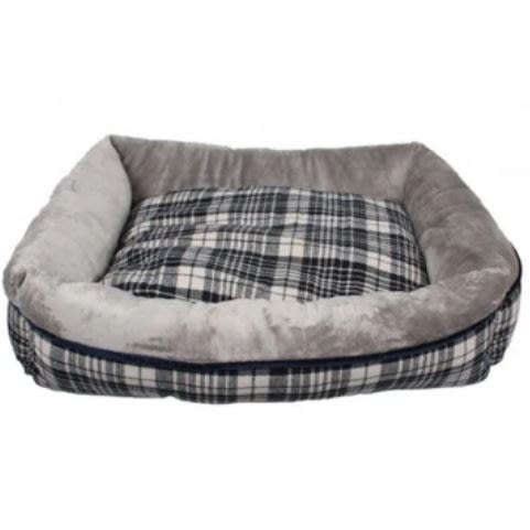 Front View of Dream Paws Check Sofa Dog Bed - Medium