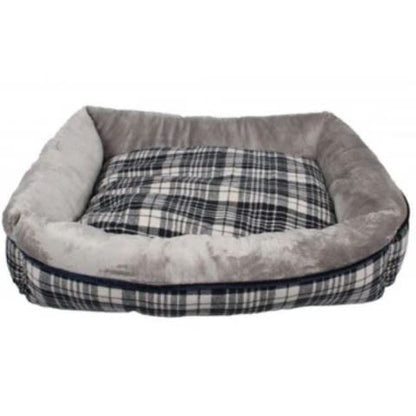 Front View of Dream Paws Check Sofa Dog Bed - Medium